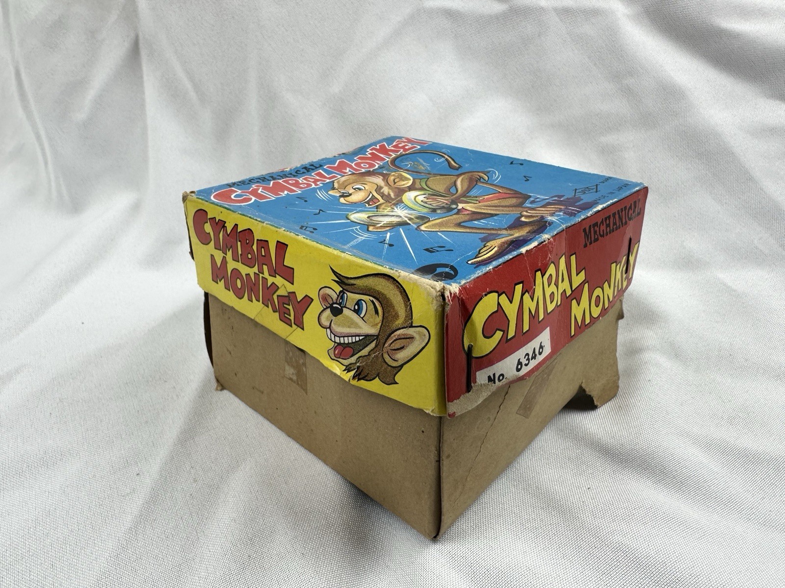 Vintage Mechanical Cymbal Monkey Wind Up DSK Painted Face Box Japan *NOT WORKING
