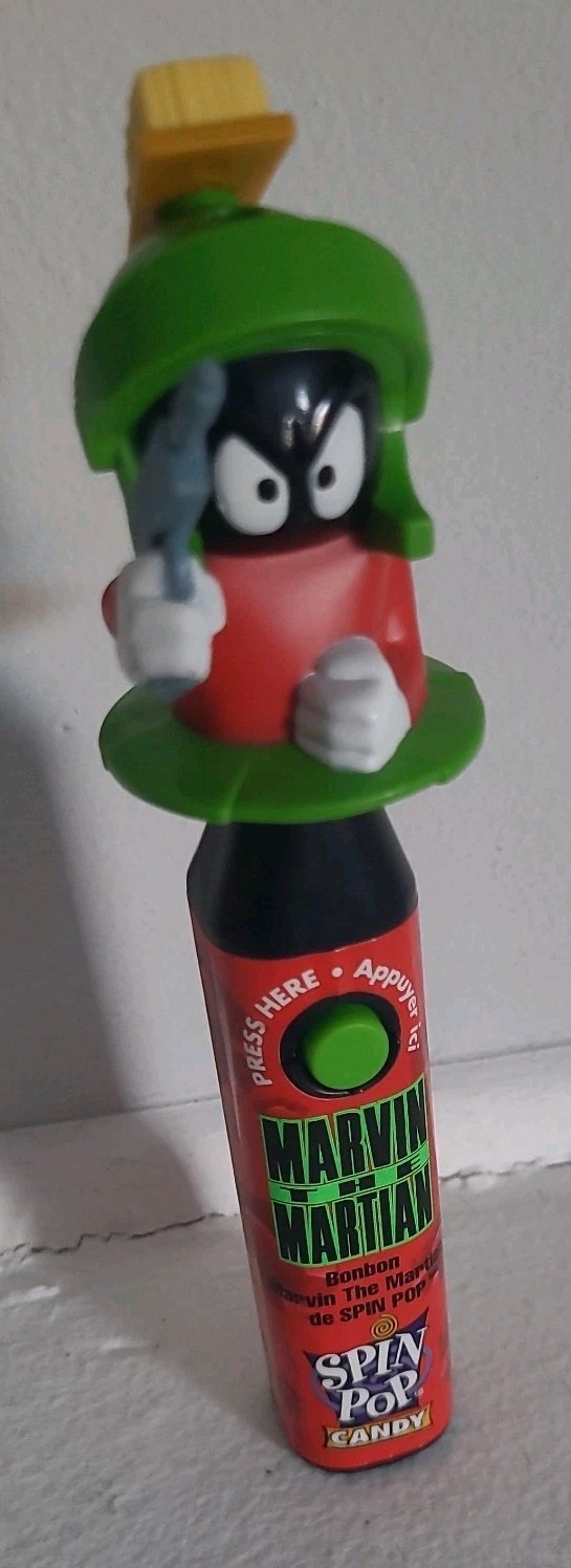 6.5″ 1996 Warner Bros Looney Tunes Marvin The Martian Spin Pop – WORKS