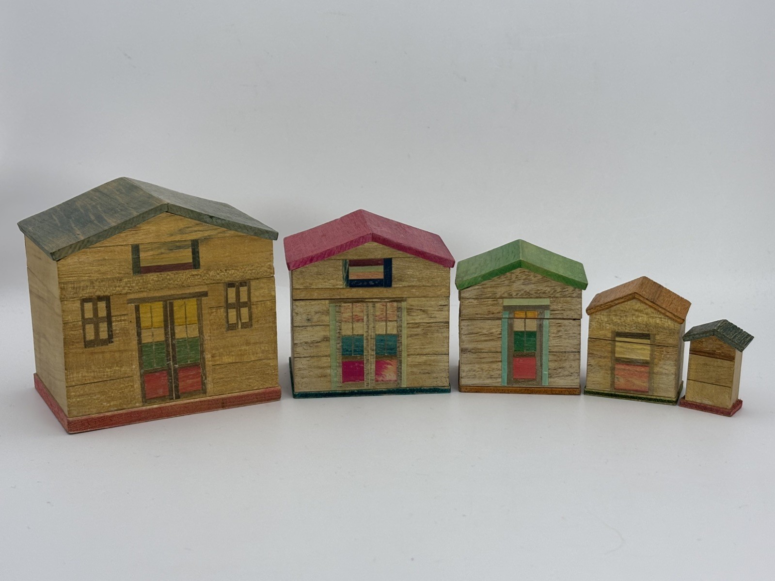 Vintage Shackman Wood Nesting House Set of 5 Japan 1950-1960’s