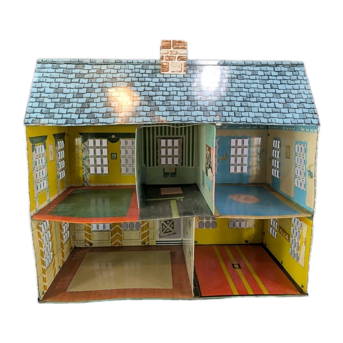 Vintage Playsteel 1950s 1766 LOCUST YEAR Metal 2 Story Dollhouse Colonial