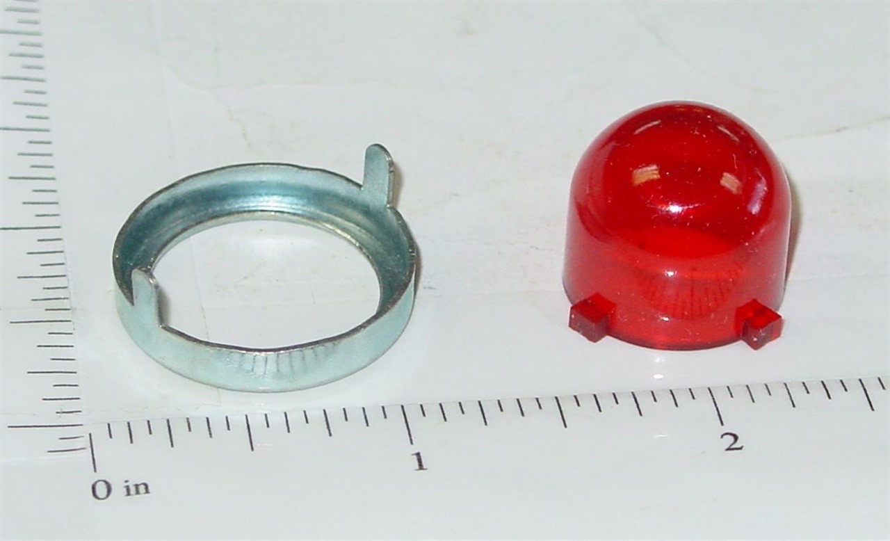 Structo Reproduction Red Flasher Light w/Chrome Trim Ring Toy Part STP-019