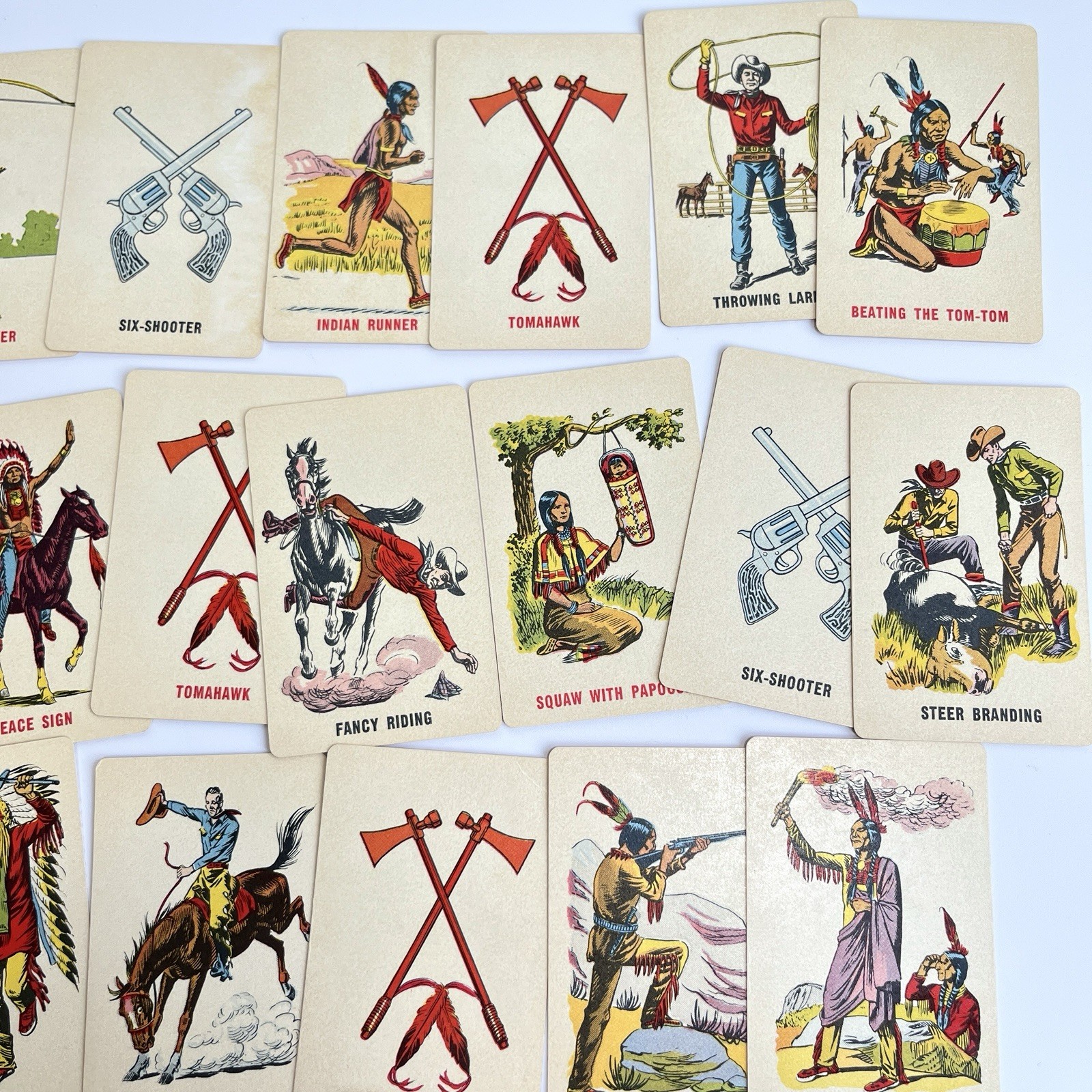 Vtg Cowboys & Indians Card Game 1949 ED-U-CARDS Western Theme Old West Complete