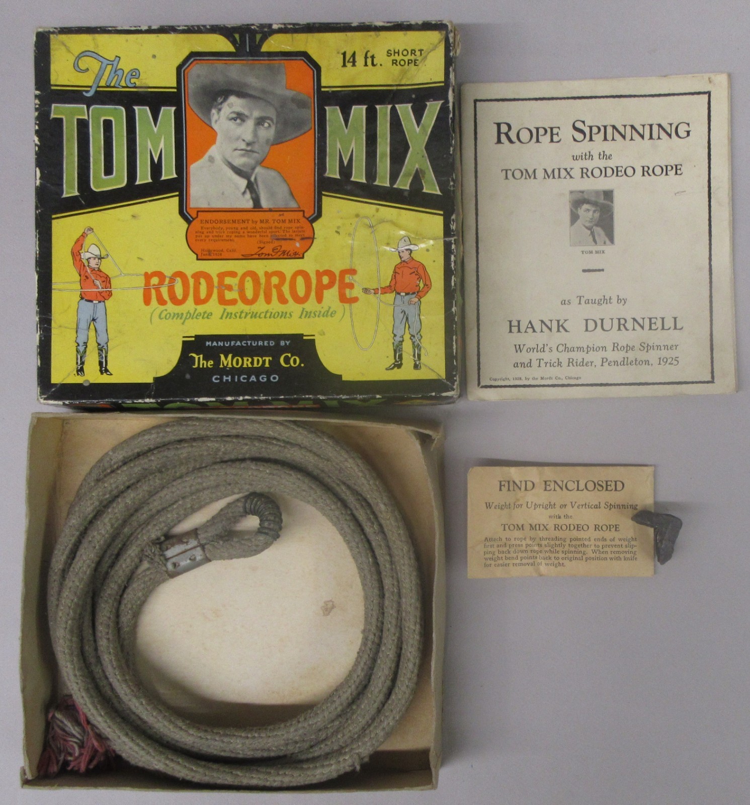 1928 TOM MIX RODEOROPE 14′ Short Rope w/instructions BOXED cowboy mc1