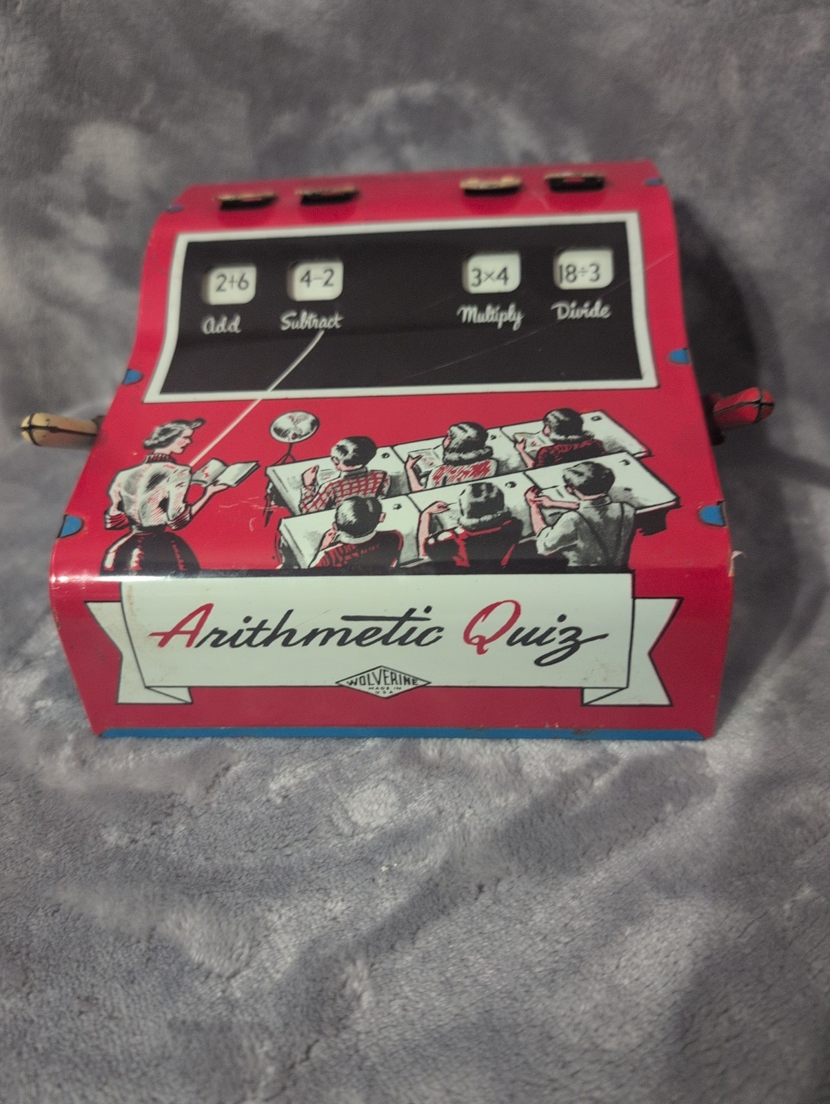 HOMESCHOOLERS Wolverine Arithmetic Quiz Metal Toy – 1950s Math Education VTG.