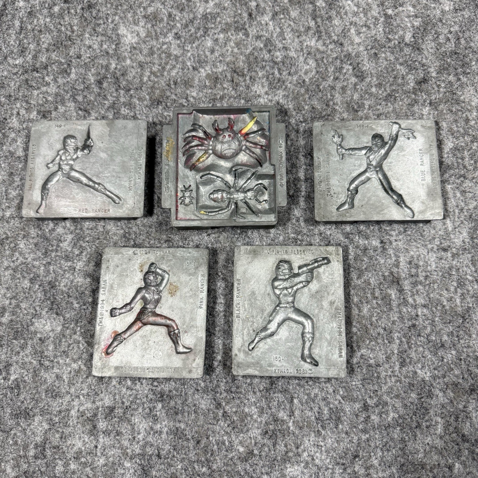 1994-8 Toymax Creepy Crawlers Set Of 5 Mighty Morphin Power Rangers Metal Molds